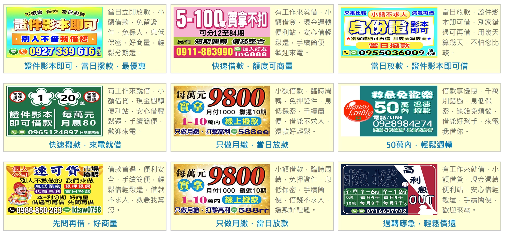 台灣線上借錢平台｜主打方案｜