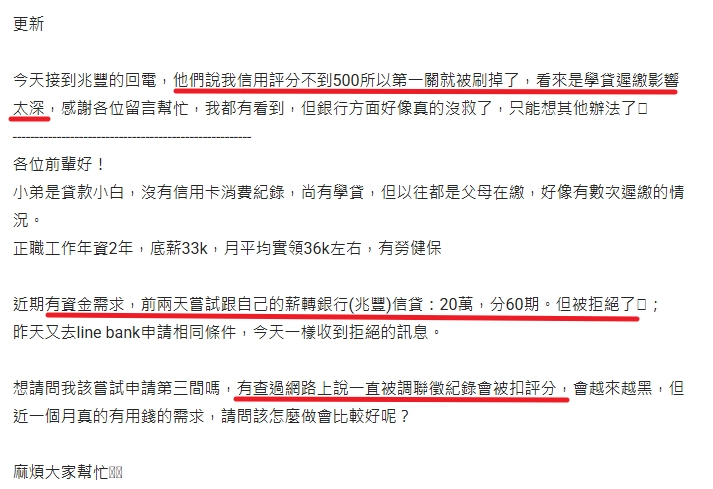 銀行申請貸款被拒絕圖